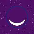 Purple firmament, with blue circle and white crescent