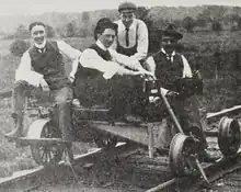 A photograph of men who worked for Charles Urban's Bioscope Company of Canada