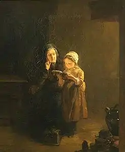 Old Woman and Child Reading