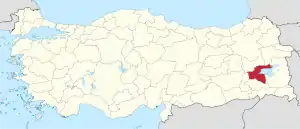 Location of the province within Turkey