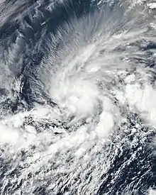 Tropical Storm Blanca on May 31. The system is over the open ocean and is near peak intensity.