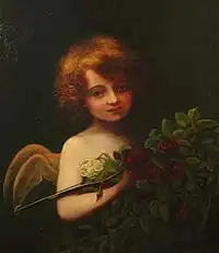 Cupid with roses