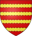 Gules, four barrules indented Or