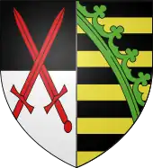 Electorate of Saxony (1356-1806) with the crossed swords of the Imperial Arch-Marshal and the green crancelin.