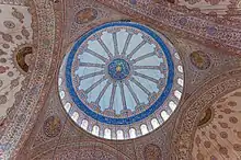 Main dome of the Blue Mosque with calligraphy inscriptions