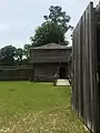 A blockhouse at one corner of the Fort Mitchell stockade.