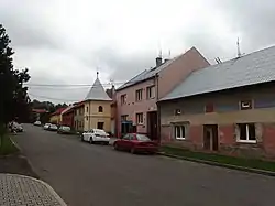 Centre of Bořenovice with municipal office and belfry