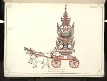 Image 3919th century funeral cart and spire, which would form part of the procession from the home to the place of cremation (from Culture of Myanmar)