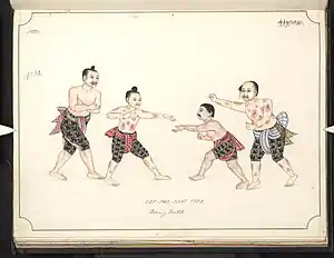 Boxing match. 19th-century watercolour