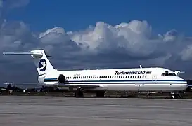 Turkmenistan Airlines aircraft Boeing 717 at Ramenskoye Airport