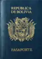 Older blue-coloured Bolivian passport type showing only the old official name Republic of Bolivia on the title.