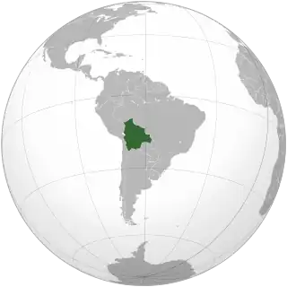 Location of Bolivia in South America