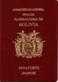 Later wine-coloured Bolivian machine-readable passport type showing Andean Community and Plurinational State of Bolivia on the title. Replaced with the new biometric model in February 2019.