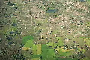 Image 41An aerial view of bomb craters in Cambodia (2014) (from History of Cambodia)