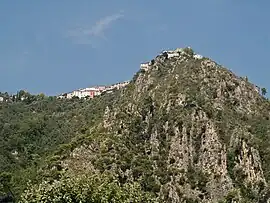 The village of Bonson, perched on the hillside and seen from the Var valley