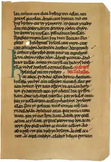 Facsimile of a page from the Book of Taliesin (Folio 13)