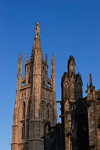 Tower (northwest view) and statue