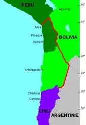 Image 18Map showing changes of territory due to the War of the Pacific (from History of Chile)