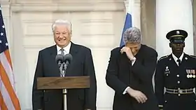 Image 119Boris Yeltsin and Bill Clinton share a laugh in October 1995. (from 1990s)