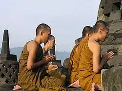 Buddhist monks pilgrim in Indonesia