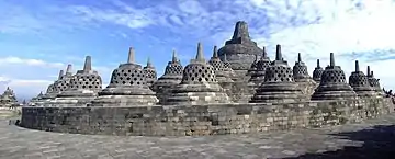 Image 67Stupas on upper terraces of Borobudur temple in Central Java. (from Tourism in Indonesia)