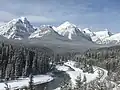 Winter scene from Morant's Curve.Saddle Mountain left of center.