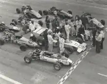 Bowin racing car coaching clinic at Oran Park, Sydney Australia in 1975