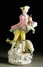 Figure following a Meissen model, about 1754