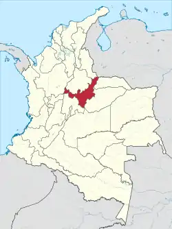 Location of Boyacá in Colombia