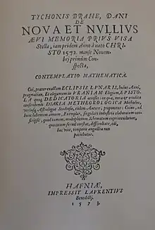 Title page to De nova stella, in a facsimile reprint of the original 1573 edition (1901)