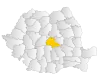 Map of Romania highlighting Brașov County