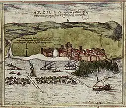 Portuguese Arzila depicted in Civitates Orbis Terrarum, 1593.