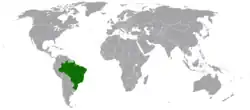 Map indicating locations of Brazil and East Timor