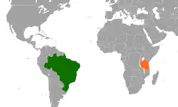 Map indicating locations of Brazil and Tanzania