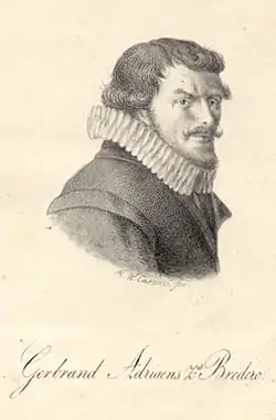 Portrait of Bredero by H.W. Caspari after an engraving by Hessel Gerritsz