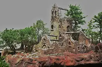 Bonsai with native Australian Trees and Ceramic Castle.