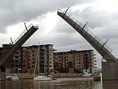 The Kaldnes Bridge in Tønsberg, Norway is a footbridge and bascule bridge.