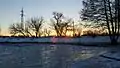 Bridvaišis lake beach in winter