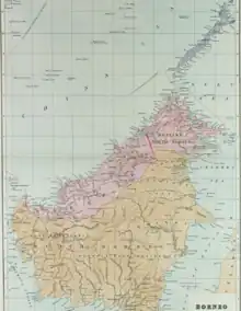 Map of British and Dutch Borneo, 1898.