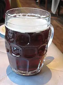 British dimpled glass pint mug