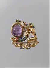 Brooch, c.1900, gold, amethyst, demantoid garnet, and enamel, Metropolitan Museum of Art