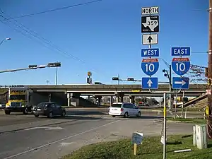 View north on FM 359 at the I-10 overpass in Brookshire