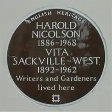 Plaque to Vita Sackville-West and Harold Nicolson