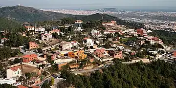 The village, with Barcelona city in distance