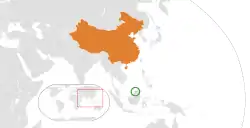 Map indicating locations of Brunei and China