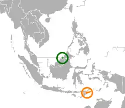 Map indicating locations of Brunei and East Timor