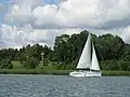 Bruno of Querfurt Hill and Cross in Giżycko. View from Lake Niegocin