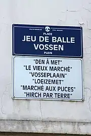 Official names of the square in French and Dutch, followed by popular local names