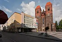 The church and Brzeski Dom Kultury cultural centre