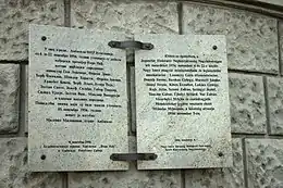 Memorial plaque at the Embassy in memory of Imre Nagy, who found sanctuary there during the Hungarian Revolution of 1956